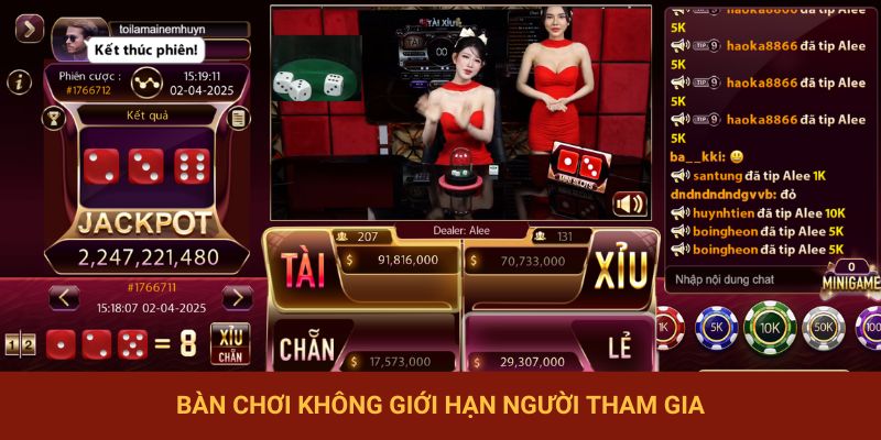 Bàn chơi không giới hạn người tham gia