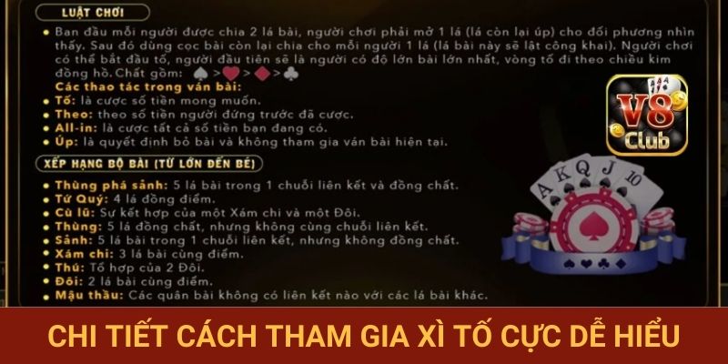 Chi tiết cách tham gia xì tố cực dễ hiểu